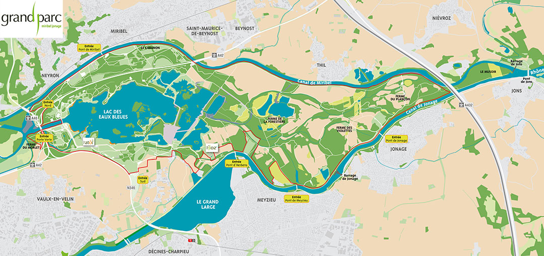 carte du parc miribel jonage